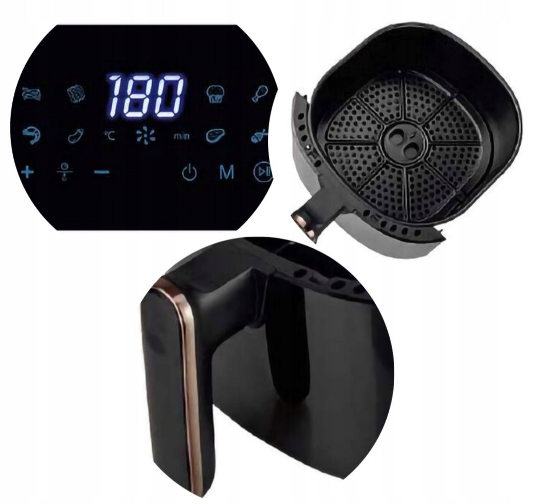 Frytkownica beztłuszczowa Hoffen 1400W 3,8l Czarna Air Fryer