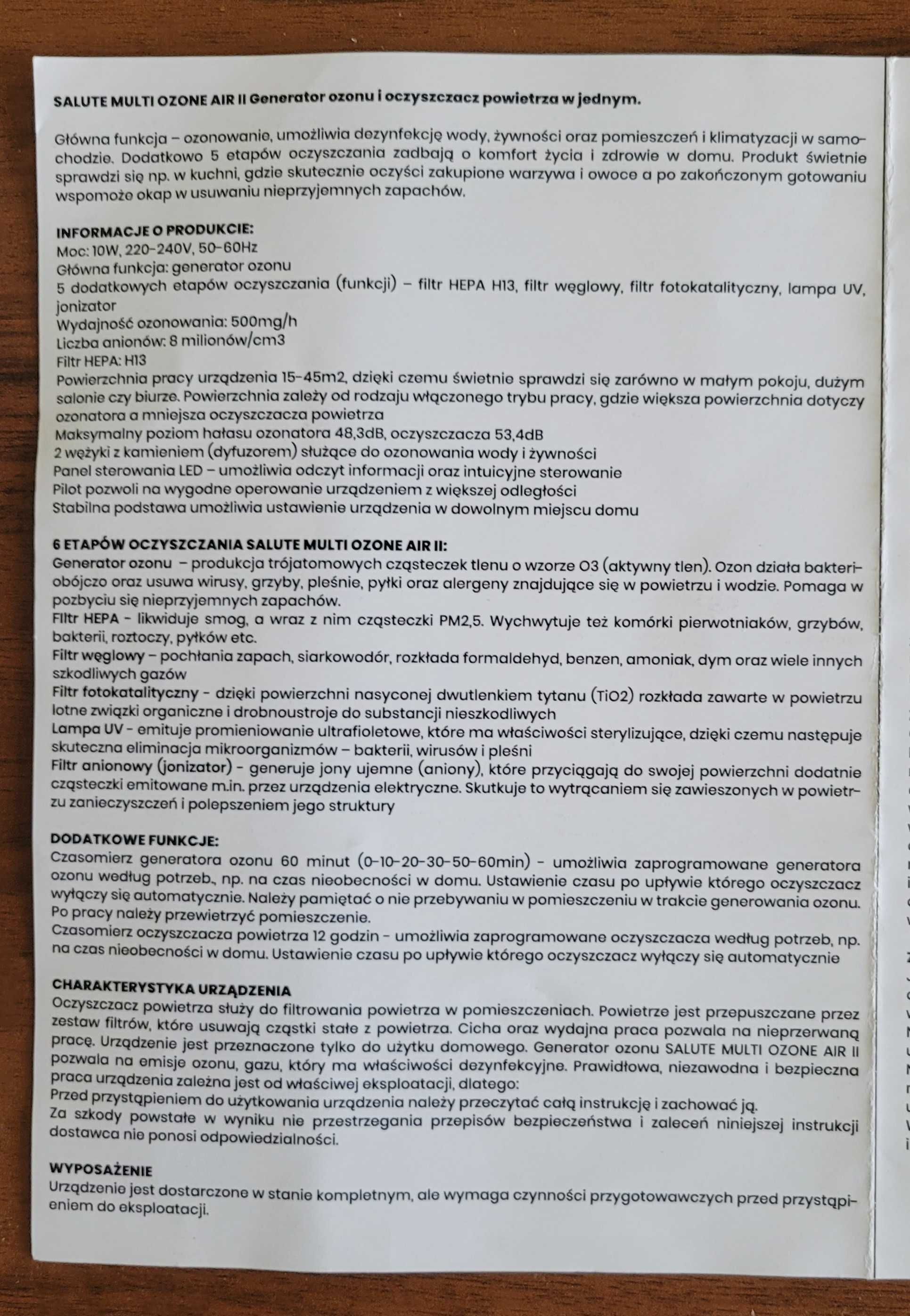 Generator ozonu+oczyszczacz powietrza, wody, żywności itp.