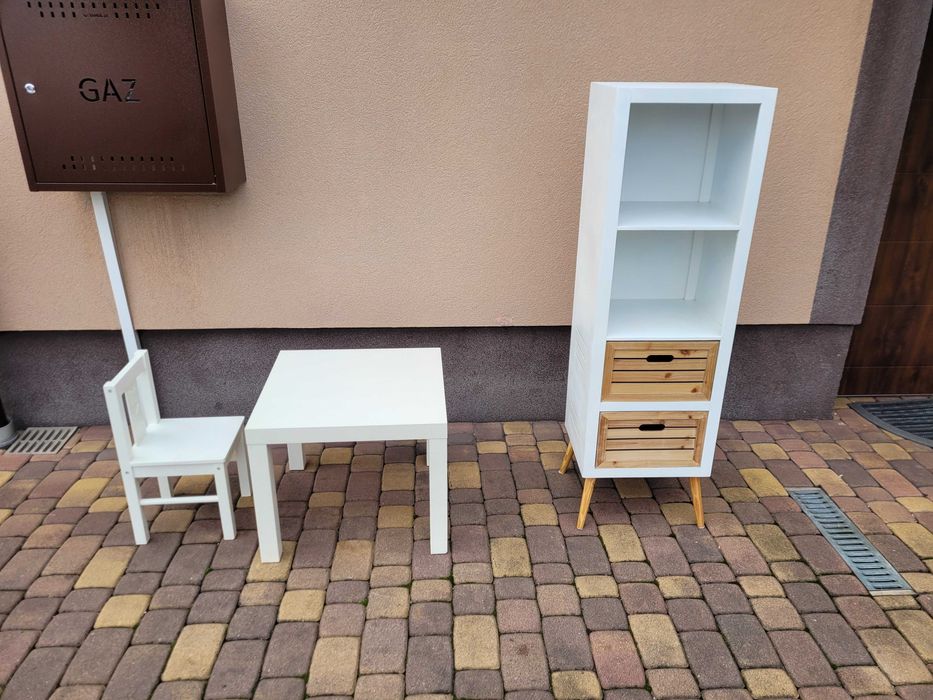 Stolik Krzesło Regał Zestaw Mebli