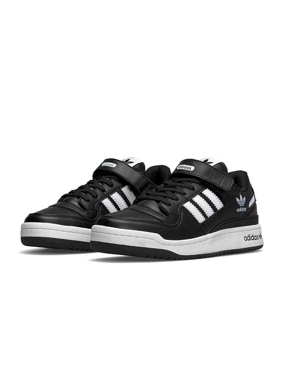 Чоловічі кросівки adidas forum 84 low all black white чорні білі