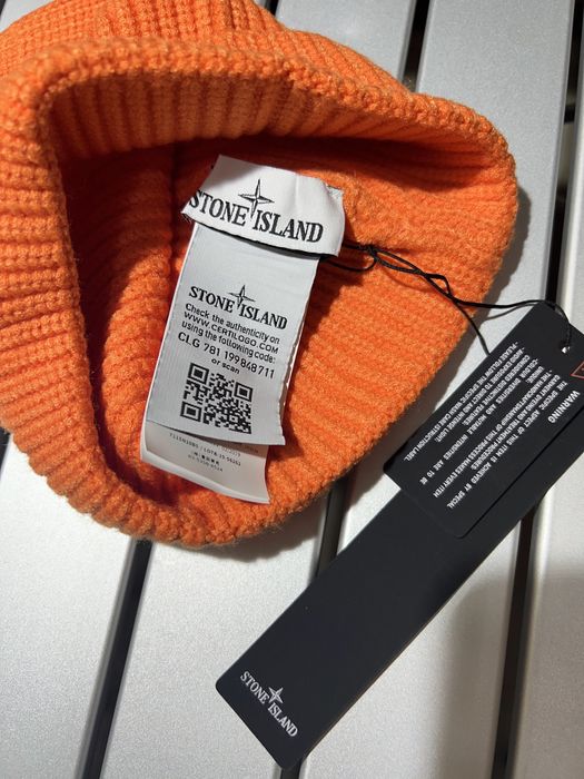 Шапка Оранжевая шапка чоловіча Шапка Ston Island Шапка Стон Исланд