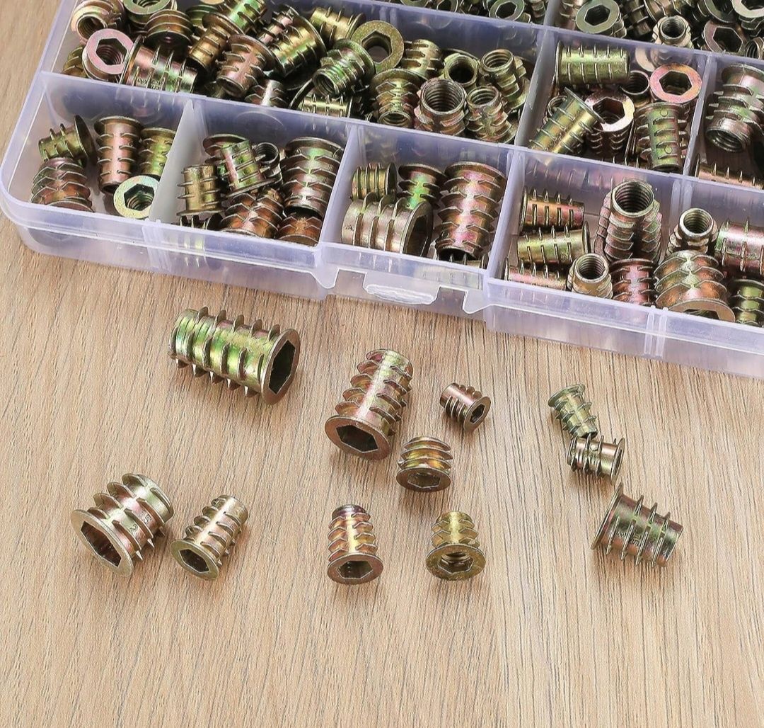 230szt Mufa Dwugwintowa do Drewna Wkręt Nakretka M4/M5/M6/M8/M10