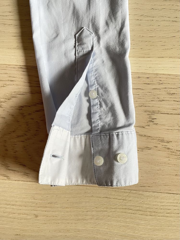 Błękitna koszula bez górnych guzików 34 H&M elegancka