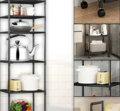 Побутовий стелаж на 6 полиць на роликах