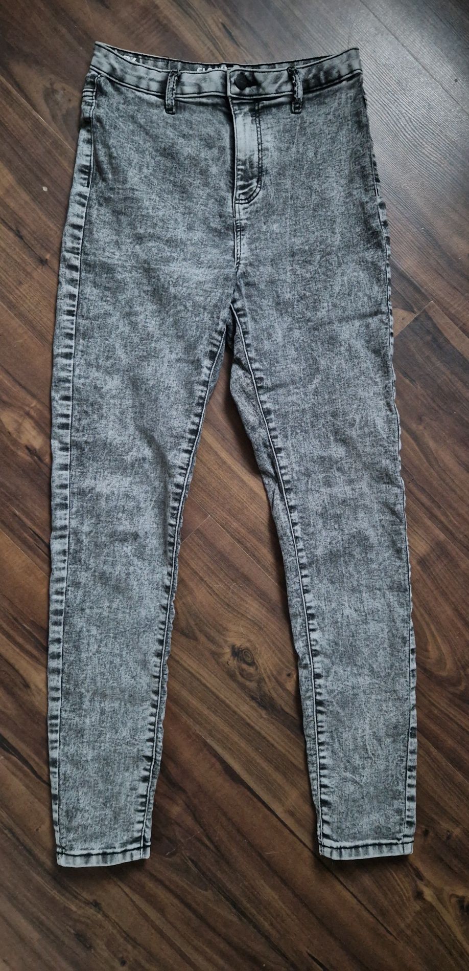 Szare spodnie jeansowe 34 C&A, casualowe, wysoki stan, 70% bawełny,