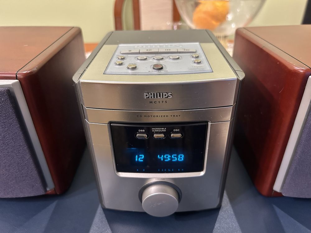 Wieża Stereo PHILIPS MC175 CD Radio FM RDS Głośniki Dźwięk Pilot AUX