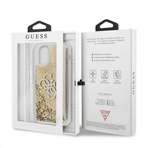 Guess Etui iPhone 11/Xr 4G Liquid Glitter, Złote