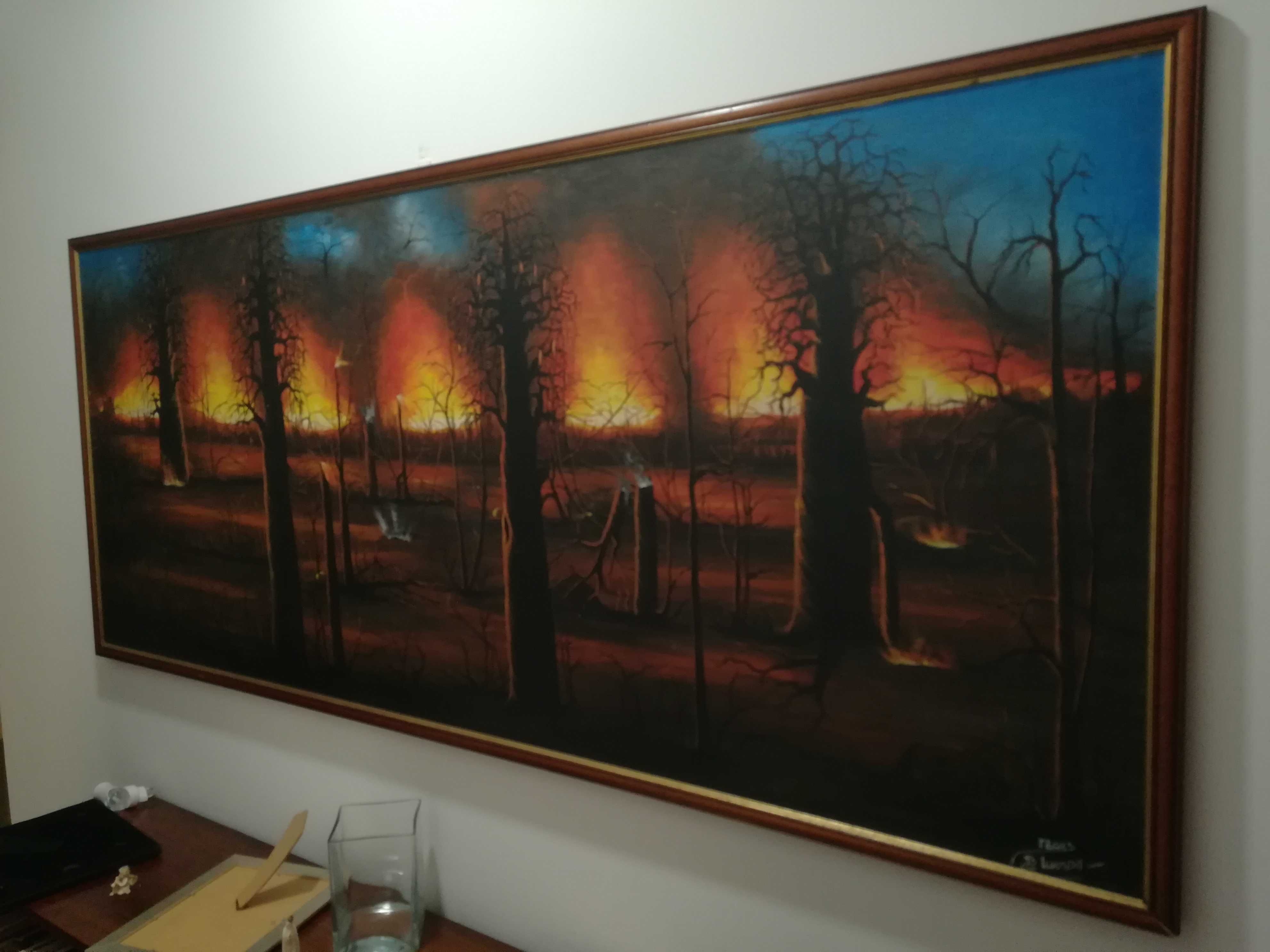 Óleo sobre tela com moldura de grandes dimensões