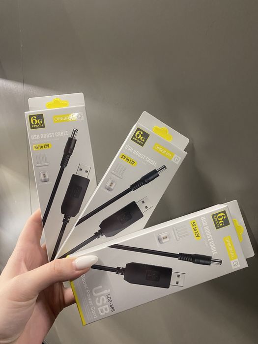 Кабель USB-DC для живлення роутера від павербанка 5V to 12 V