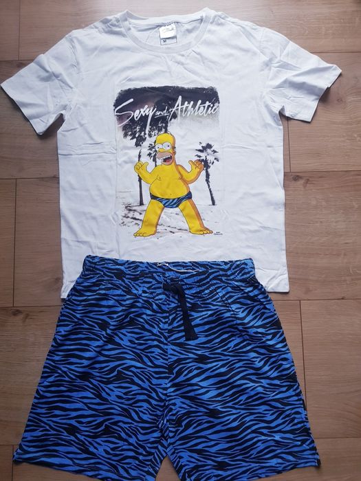Nowa bawełniana piżama męska marki The Simpsons rozmiar S/M.