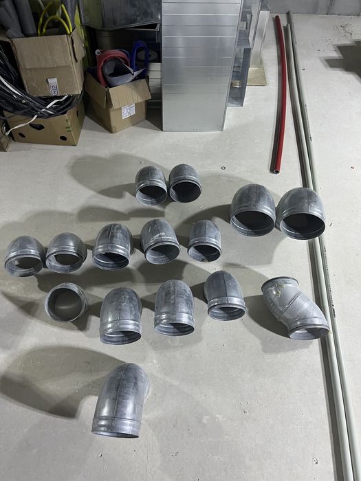 Redukcja wentylacja rekuperacja 150 trójnik rura spiro ocynk kolano