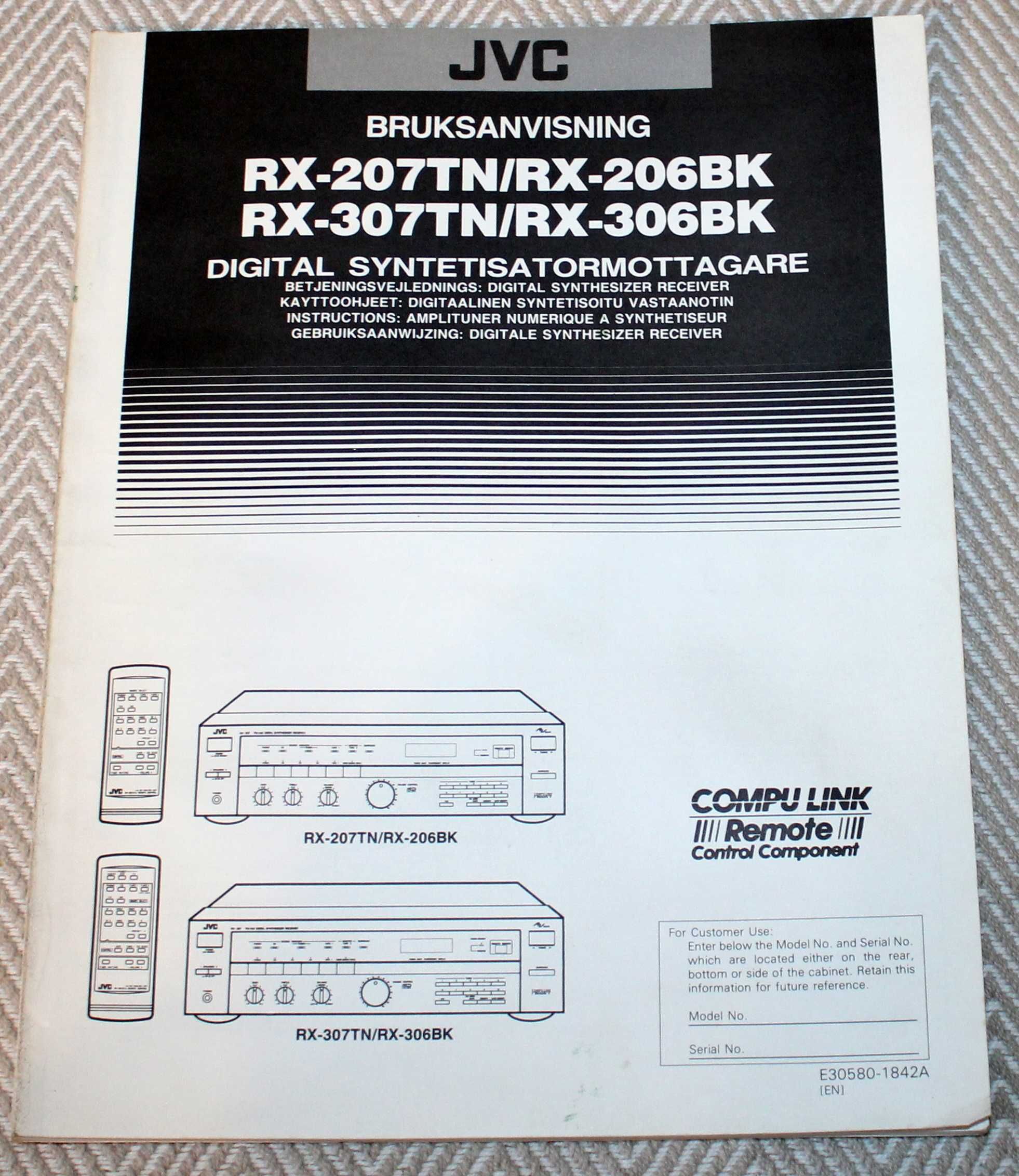 JVC RX-207/307...Amplituner instrukcja/oryginalna
