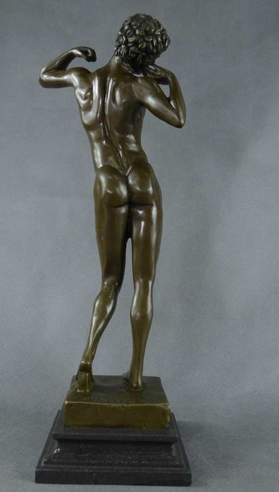 Figura DAWID - MICHAŁ Anioł rzeźba brąz marmur sygnowana 44 cm