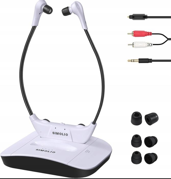 Słuchawki bezprzewodowe dla Seniora do tv SIMOLIO 2.4G zasięg 50 m