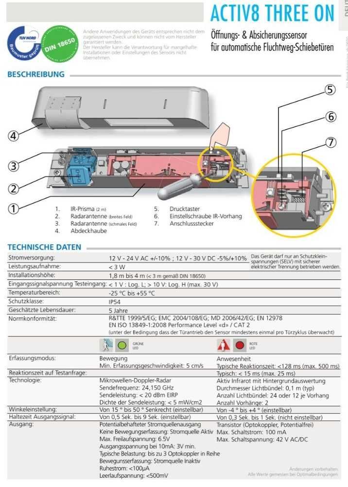 BEA ACTIV8 THREE ON Radar mikrofalowy detektor ruchu z barierą IR