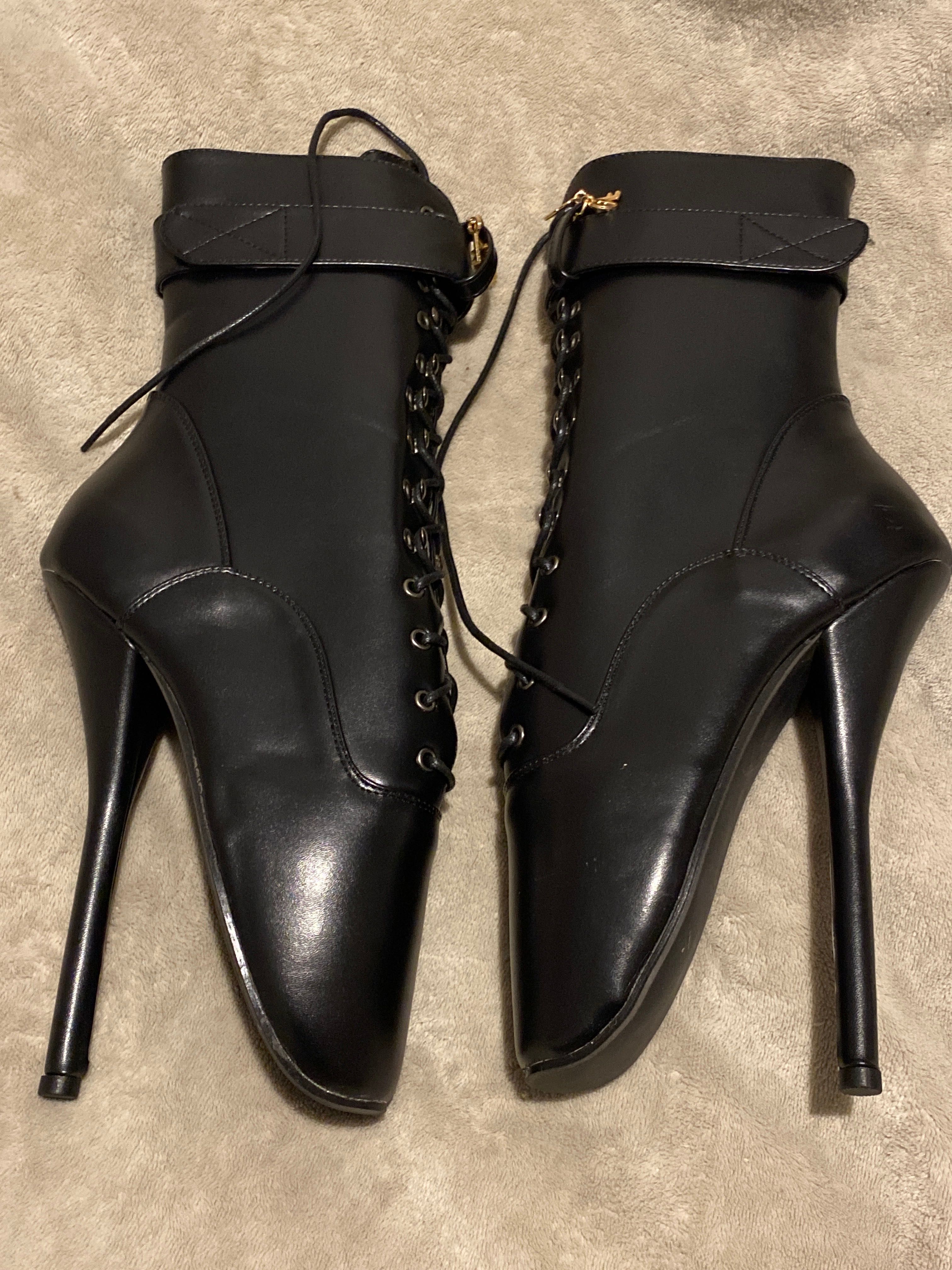 Skórzane eko wysokie szpilki 20 cm pole dance boots nie latex