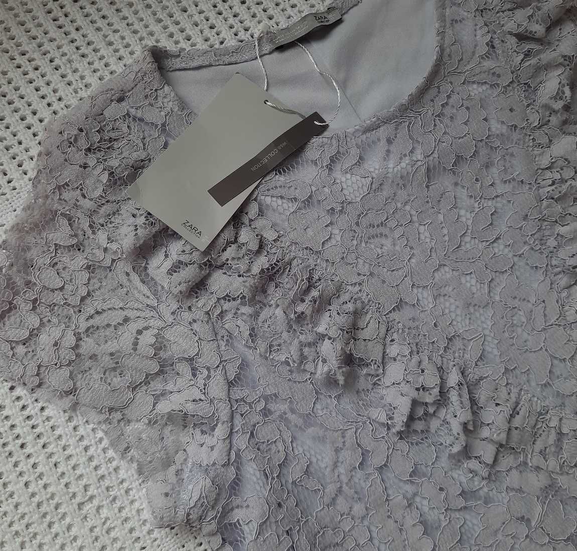 Zara Nowa lawendowa koronkowa pudrowa liliowa sukienka S/M M S/M