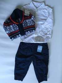 MOTHERCARE 3w1 chłopiec 9-12 msc 80/86 NOWE koszula,spodnie i sweter