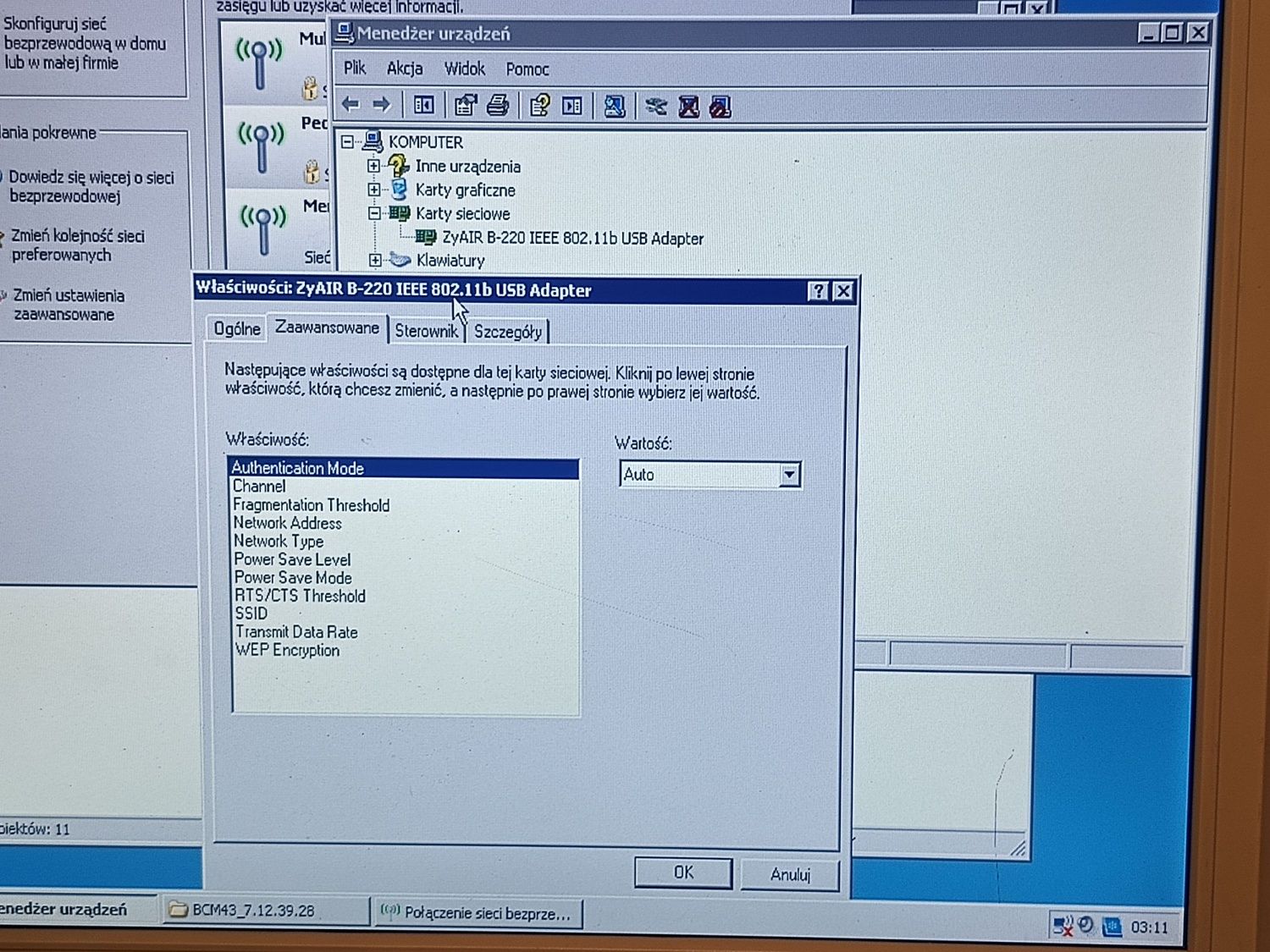 Karta WiFi ZyXEL \ 802.11bg \ 2.4 GHz \ Retro PC
