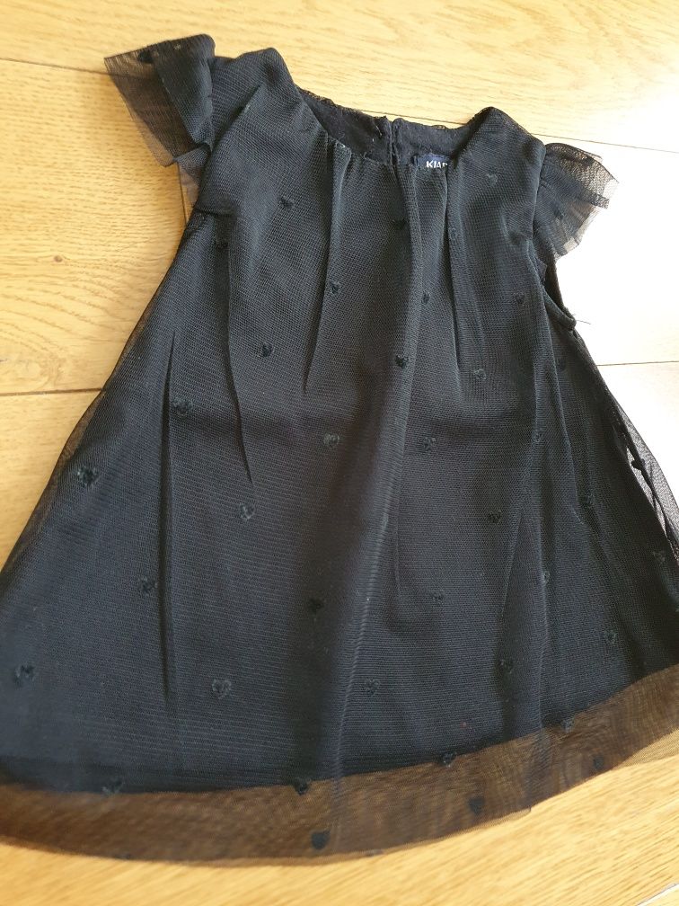 Sukienka, czarny tiul w serduszka, r 62 (3 mce)