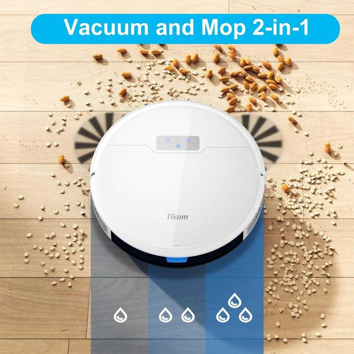 Robot sprzątający Tikom G8000 PRO 2w1 Mop 4500Pa WiFi Biały