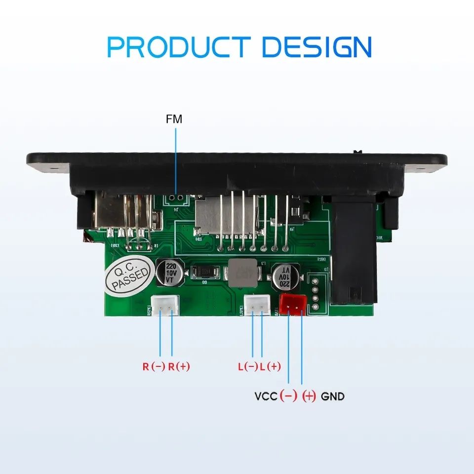 Bluetooth mp3 декодер с усилителем 2*5 W. Музыкальный плеер, FM, USB