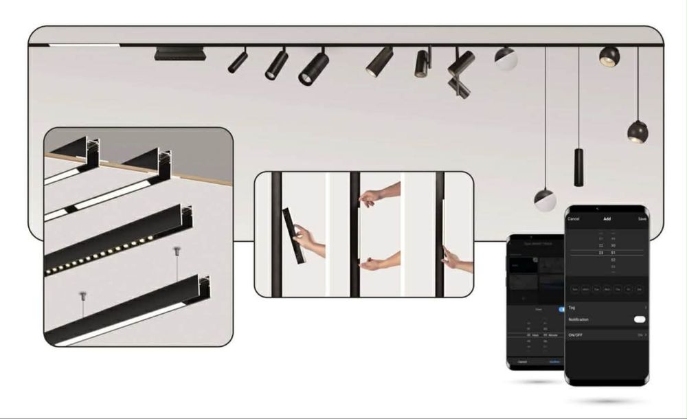 Szyna magnetyczna sufitowa 3 m podtynkowa Nowa  czarna