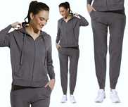 Komplet dresowy damski: Joggery +Bluza z kapturem w kolorze szarym, M