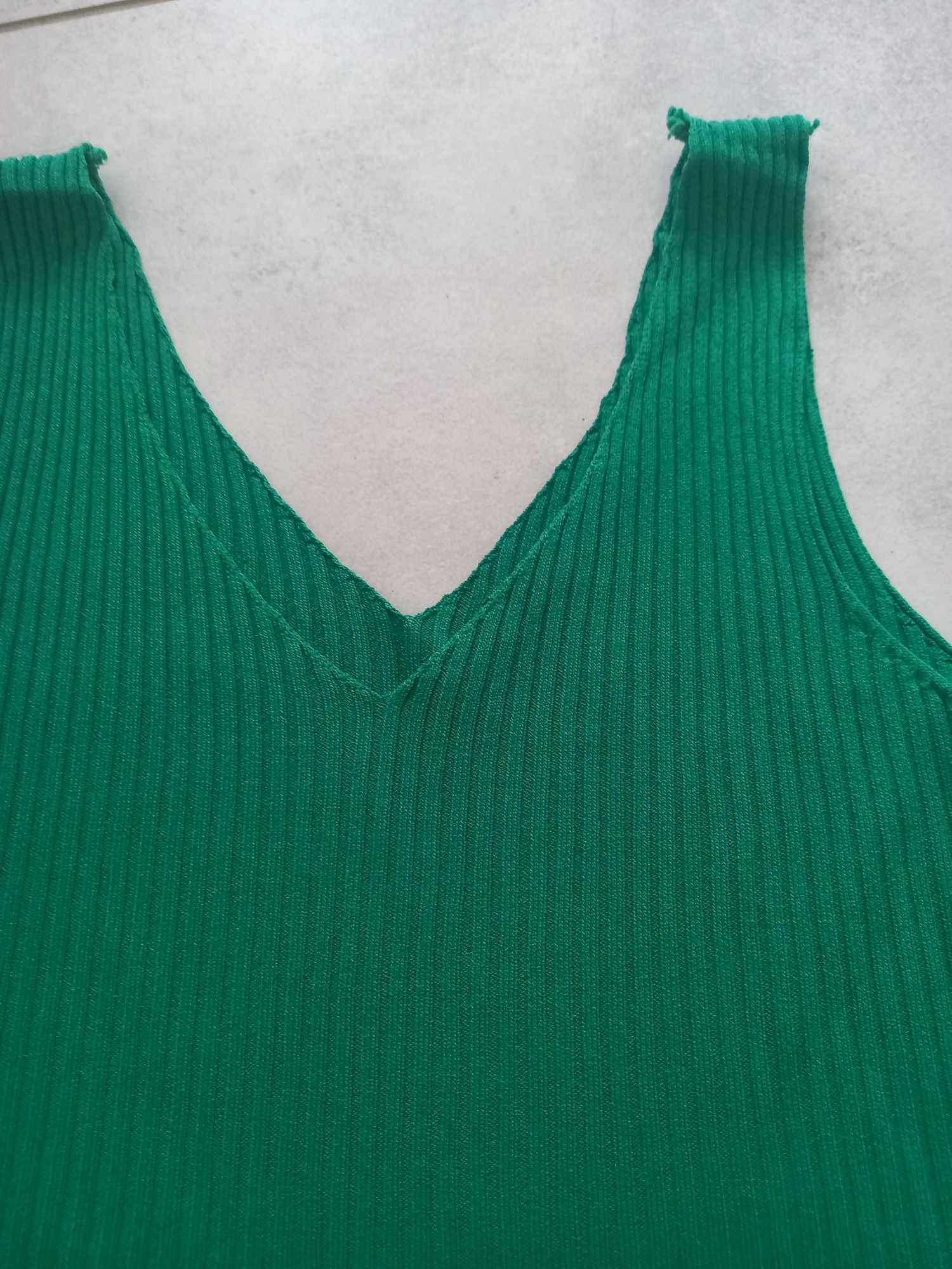 Bluzka damska prążek kolor ciemno zielony rozmiar uniwersalny