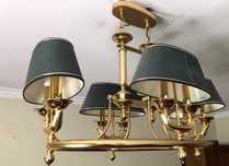 Lustre/Candeeiro dourado com tecido verde