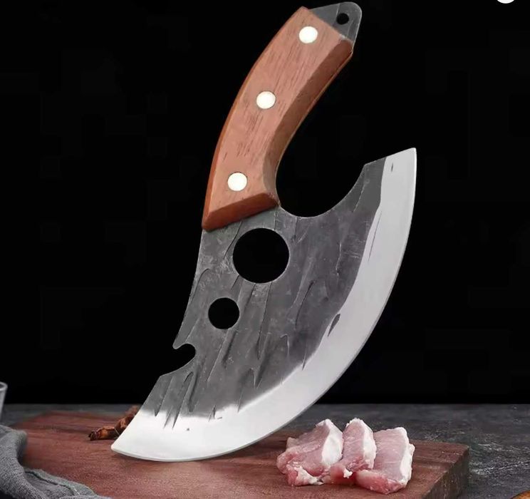 Nóż kuchenny, kuty,  z otwieraczem do butelek i z pochwą