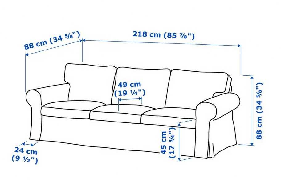 Sofa Ektrop Ikea 3 -osobowa, kolor ciemnoszary, zdejmowane pokrycie