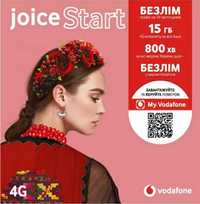 Joice START Vodafone. 2 пакети включено Сім Джойс Старт. Безлім трафік