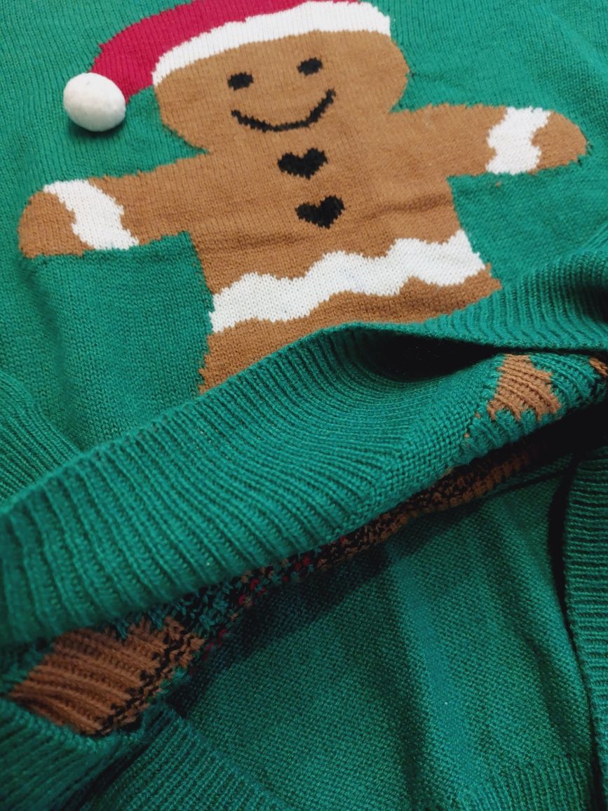 Zielony sweter świąteczny M