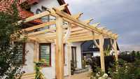 Pergola tarasowa, altana drewniana, zadaszenie tarasu, zielony dach