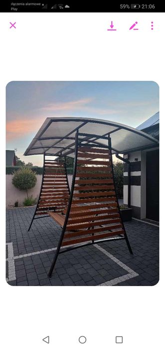 Huśtawka ogrodowa metal drewno loft industrial