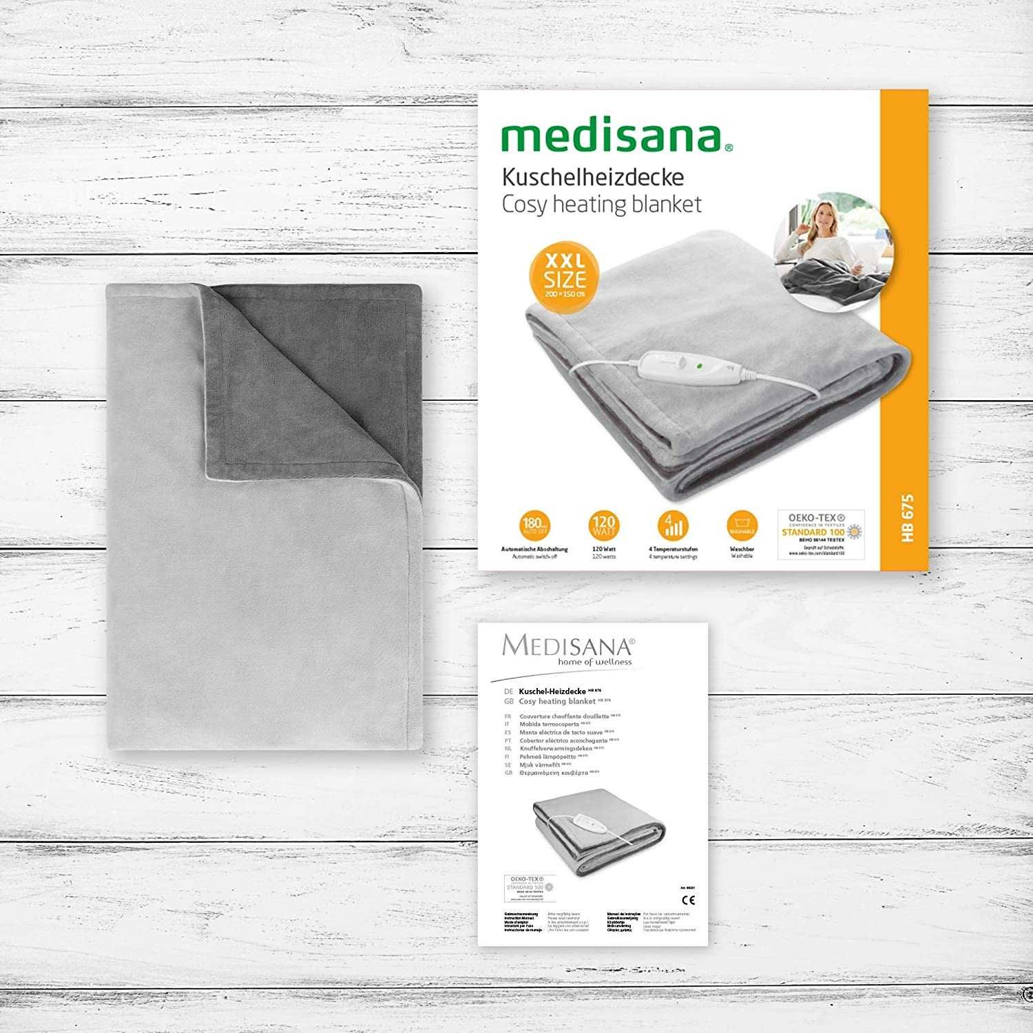 електрична ковдра Medisana HB 675 XXL сірий/темно-сірий