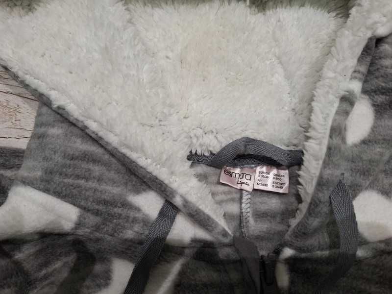 NOWY pluszowy onesie kombinezon z kapturem z uszkami w gwiazdki