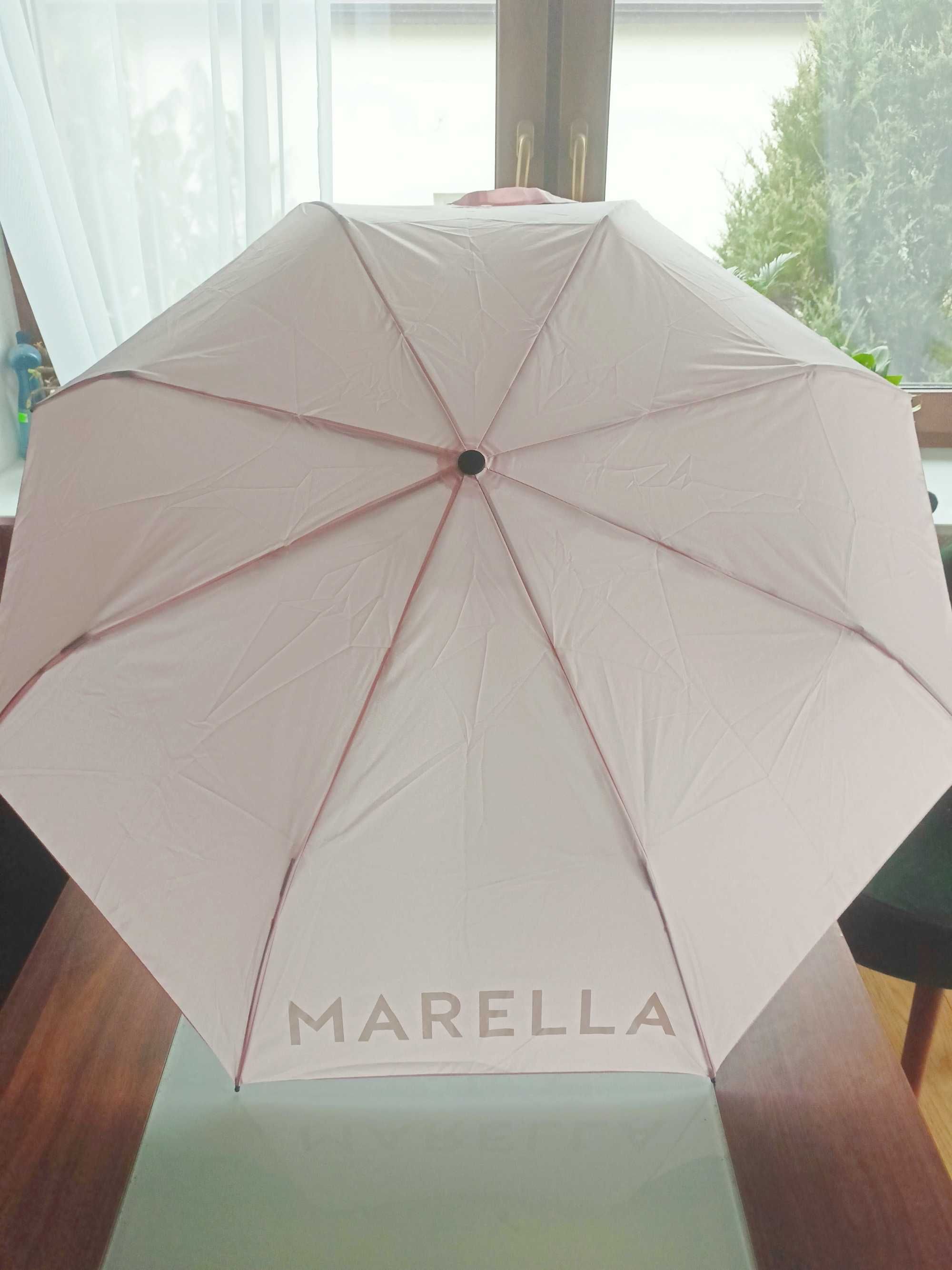 Max Mara pudrowa automatyczna parasolka z logo NOWA