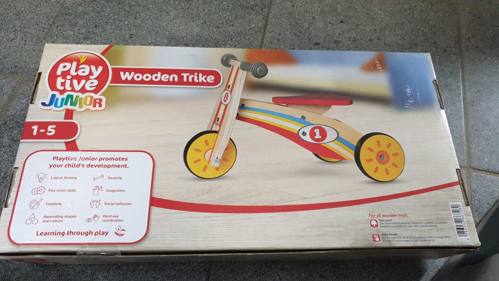 Nowy drewniany rowerek  biegowy trójkołowy