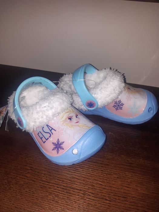 NOWE pantofle croksy ocieplane FROZEN Elsa kraina lodu klapki