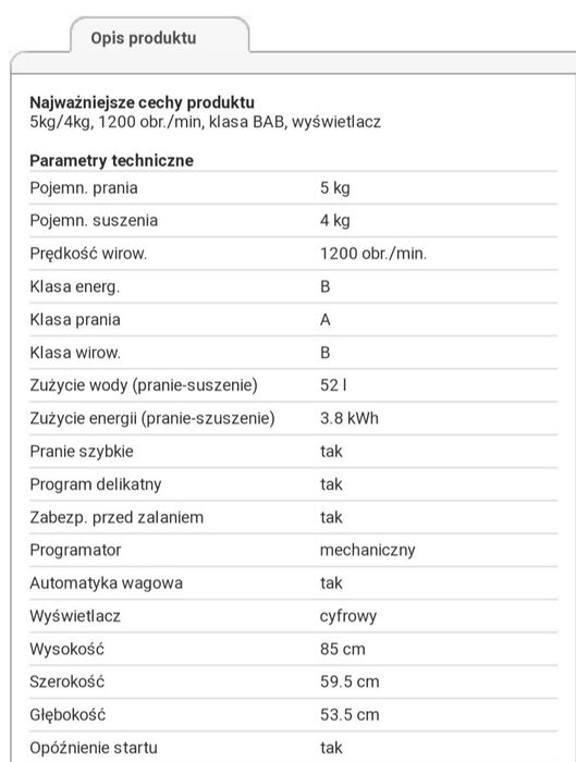 Pralka-suszarka Ariston AMD129