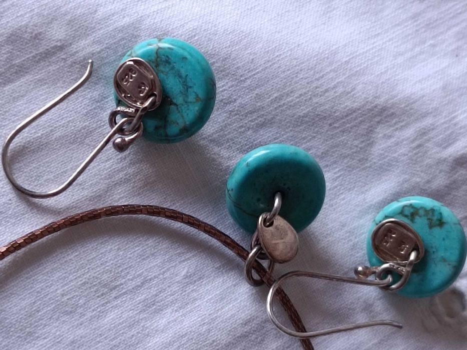 Серебро и бирюза. Серьги и ожерелье. Винтаж. Европа