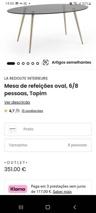 Mesa de refeição oval 6/8 pessoas LA REDOUTE