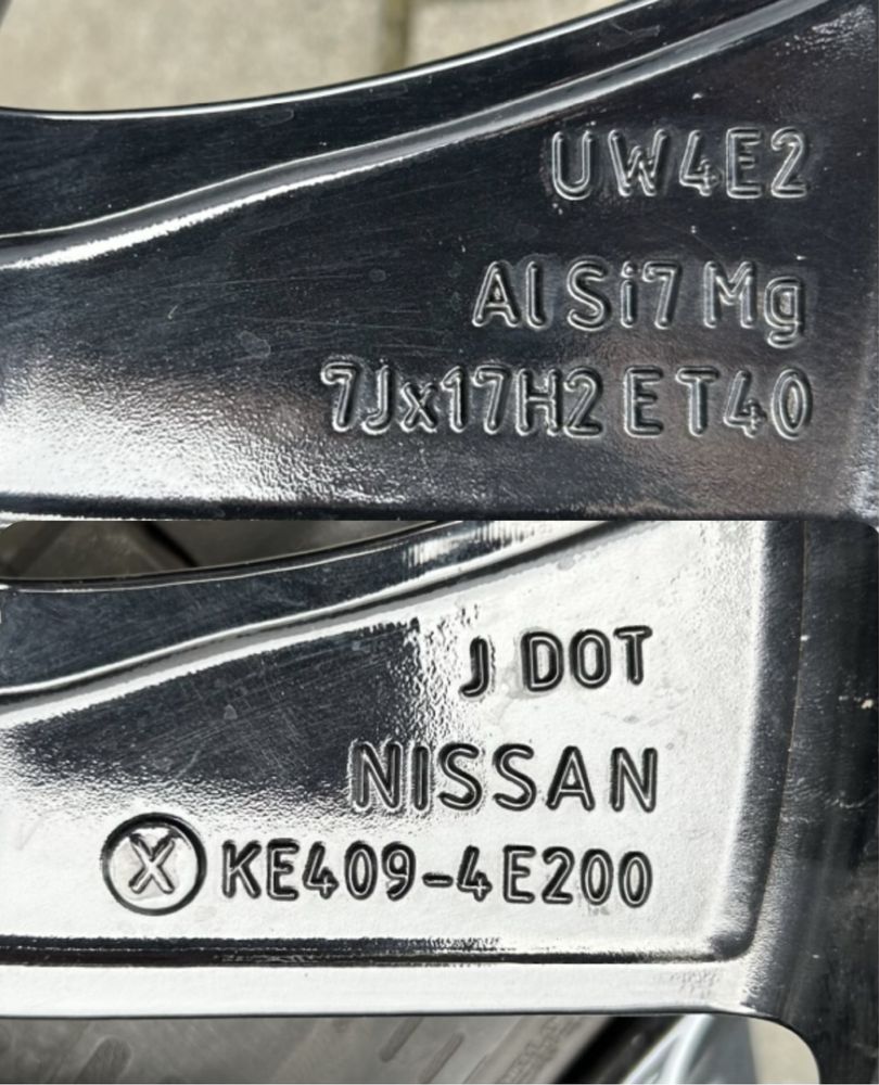 Oryg felgi Nissan Qashqai X-trail Juke 5x114.3 czujniki 215/60R17