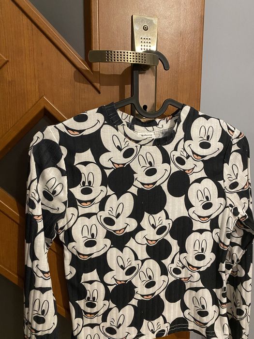 bluzka koszulka bluza myszka miki mini mouse bialy czarny disney