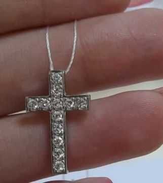 Золотой крестик с бриллиантами ~0.35кт! Хрест золото діаманти.