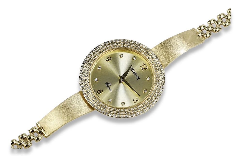 Prześliczny 14k złoty damski zegarek Geneve lw012y Katowice biżuteria