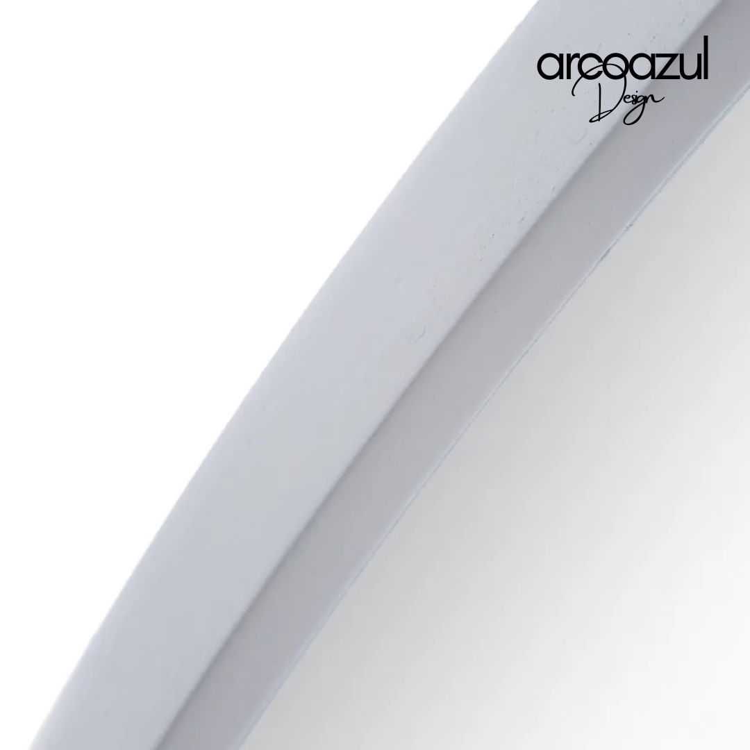 Espelho Redondo de Metal Matte Branco - 3 Medidas Grandes By Arcoazul