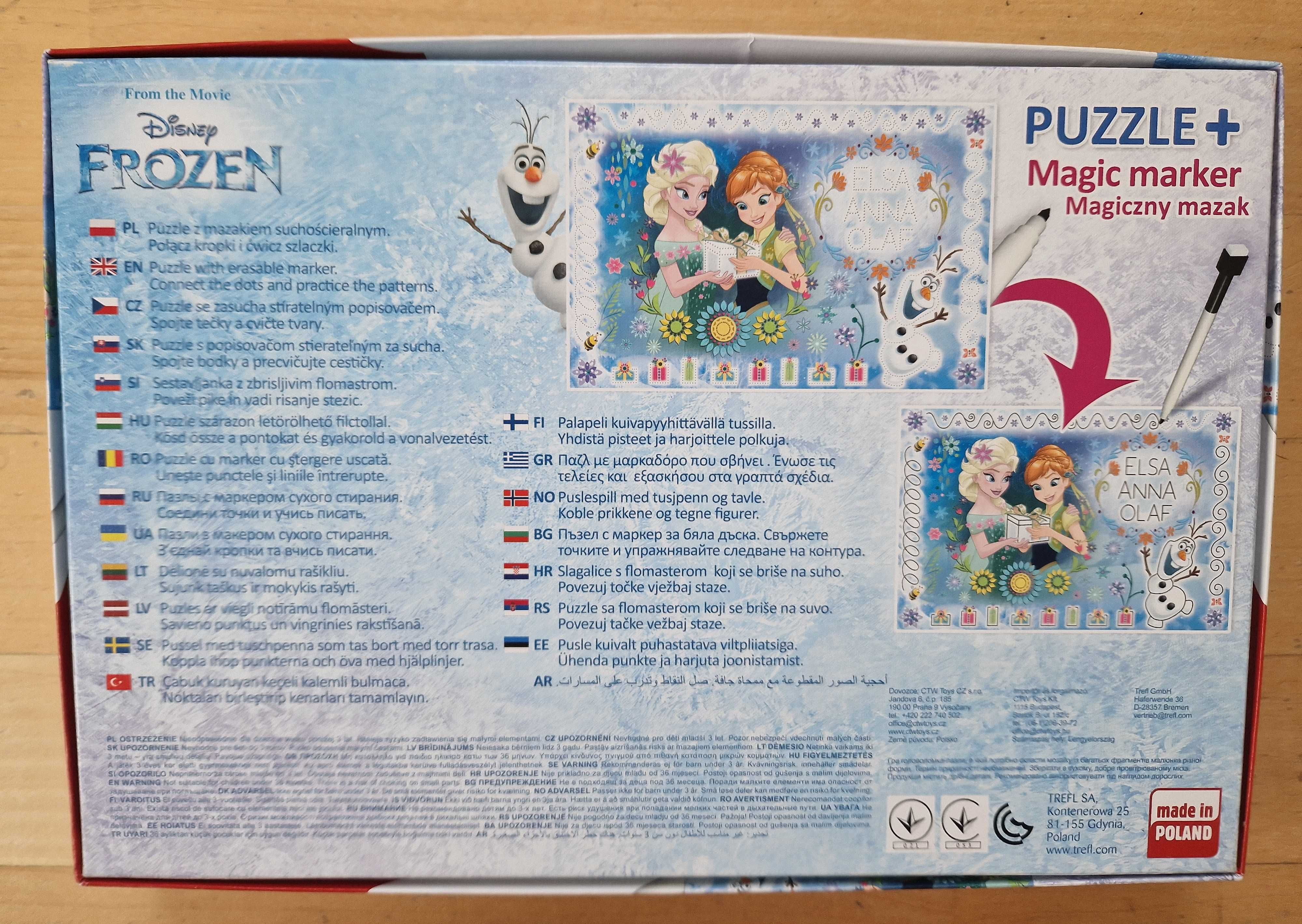 Puzzle Kraina Lodu (Elsa, Anna, Frozen) z mazakiem, 70 el., Trefl, 4+